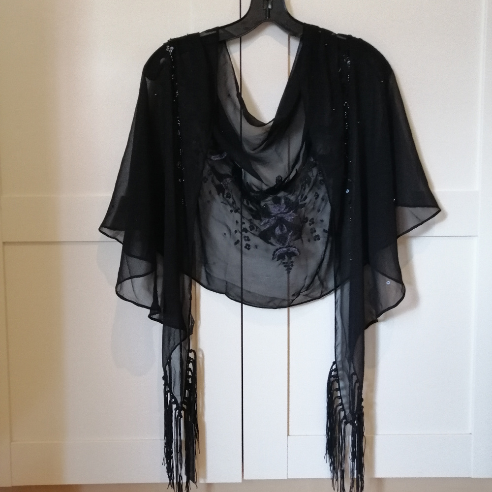 NWT BCBGMazAzria Black Evening Shawl